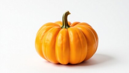 Obraz premium Isolated miniature orange pumpkin on white background, solo, isolated, white
