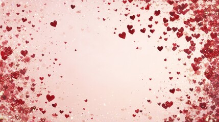 Obraz premium Pink background with red hearts border.