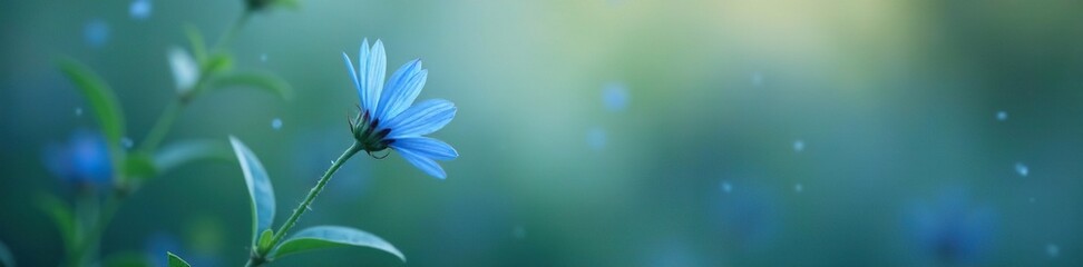 single blue flower stem swaying gently in the air, nature, wind, isolated object