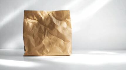 Obraz premium Large eco-friendly paper bag with a natural brown finish on a white background.