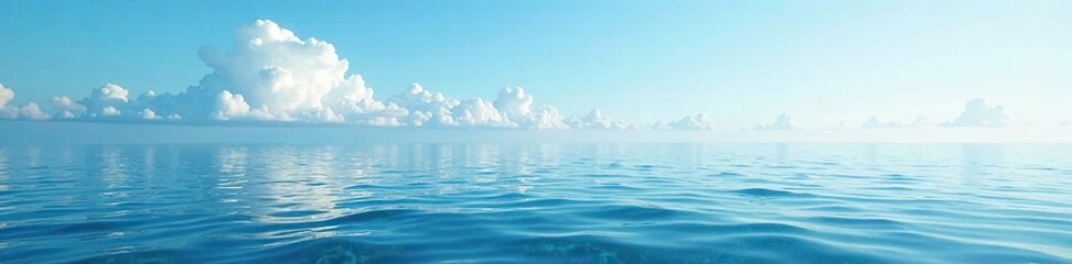 Obraz premium Calm and serene ocean scene with soft focus and white clouds, white clouds, ocean view, soft focus