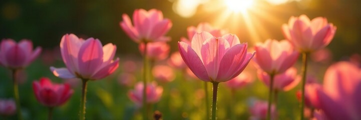 Fototapeta premium Morning sun casts shadows on the delicate petals, botanical, floral