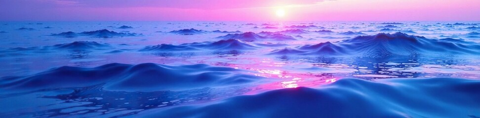 Purple-blue waters merge with the abstract oceanic backdrop, peaceful, ocean
