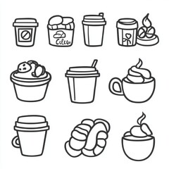 A Delightful Collection of Coffee and Dessert Icons