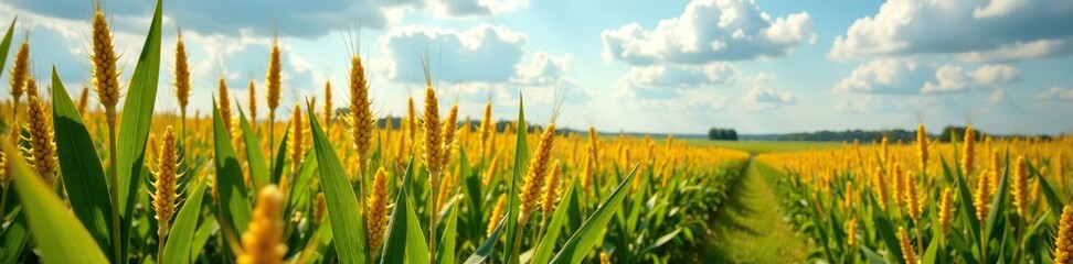 Cornfield with Dinkel and Spelt flowers blooming, agriculture, flowers, corn
