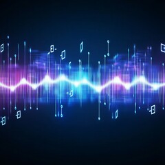 Fototapeta premium Abstract Digital Sound Wave Visualization with Neon Hues