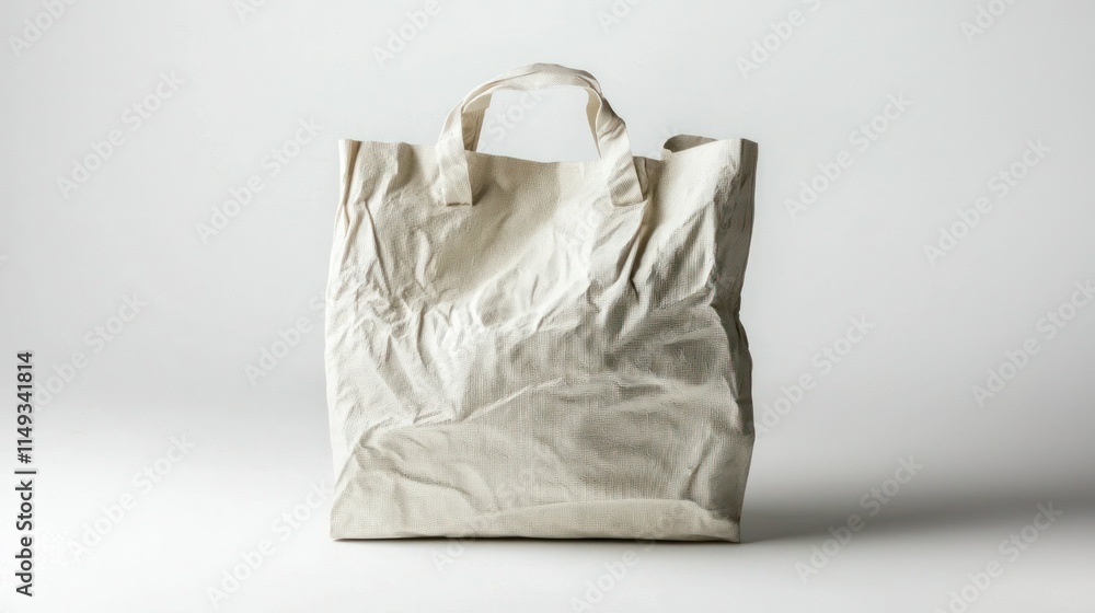 Poster recycled paper bag with a rough texture in a medium size on a white background.
