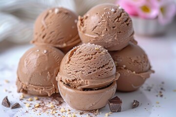 Double Chocolate Fudge ice cream flavor cut out on a white background