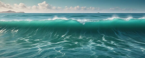 Fototapeta premium Soothing ocean landscape with wavy blue-green texture , blue green soft wave texture, calming scene
