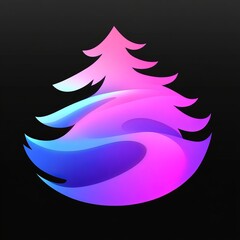 Obraz premium Abstract Neon Pink and Blue Flame Tree Design