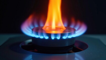 A majestic flame pillar rises from a gas burner, Flame pillar, Gas fire, Flickering flames