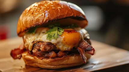 Juicy BBQ Bacon Cheeseburger with Fried Egg