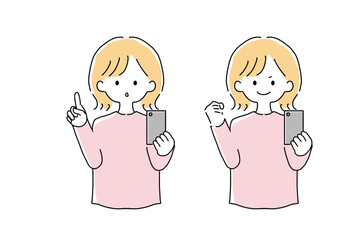 スマートフォンを持つ女性