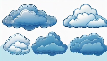 Fototapeta premium blue sky with clouds - Set of fluffy cloud isolated on white background