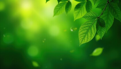 Fototapeta premium Exotic tropical leaves fall from a lush green tree branch, naturaleza, foliage