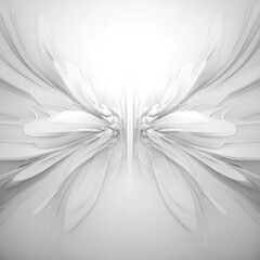 Abstract White Floral Symmetrical Design, 3D Render