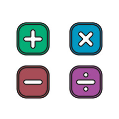math calculate accounting flat color isolated icon with outline style