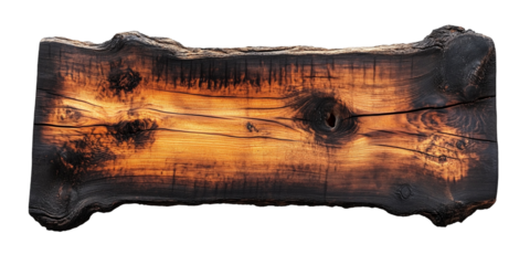 Burnt Wooden Plank Texture Isolated on Transparent Background