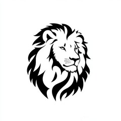 Obraz premium Black And White Lion Head Silhouette Graphic Design