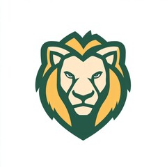 Obraz premium Bold Lion Head Logo Design, Green and Gold Crest