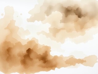 Abstract Watercolor Clouds: A serene and ethereal watercolor painting featuring soft, hazy clouds in shades of beige and brown, evoking a sense of tranquility and peace.