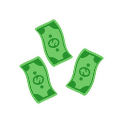 USD dollars currency notes money cash in air isolated on white 