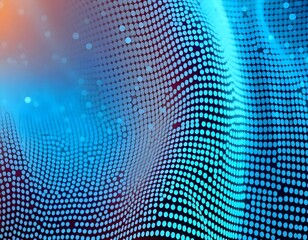 Obraz premium A dynamic abstract background with a wavy pattern of blue dots or particles