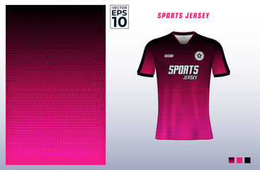 T-shirt sport design template with gradient halftone pattern for soccer jersey. Sport uniform in front view. Tshirt mock up for sport club. Vector Illustration