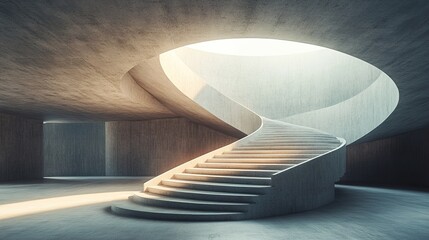 Obraz premium Concrete Spiral Staircase: Modern Architectural Design