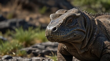 Fototapeta premium Close-up portrait of a land iguana.