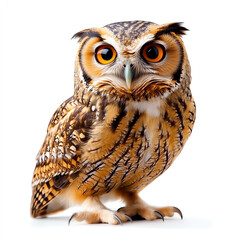 Obraz premium A majestic owl perched with striking features and vibrant plumage.