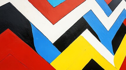 Zigzag pattern in alternating primary colors, pattern, bold and retro aesthetic