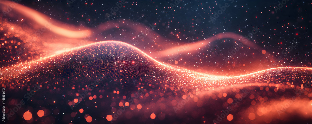 Poster abstract waves of light and particles create a mesmerizing visual effect.
