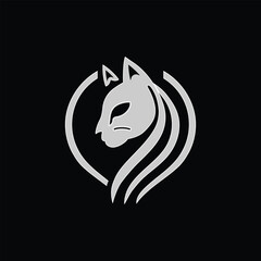 Sleek and Elegant Cat Logo Modern Design with Sharp Minimalist Lines and Embossed Effect on Clean Black Background, and Emphasizes Premium Brand Aesthetics
