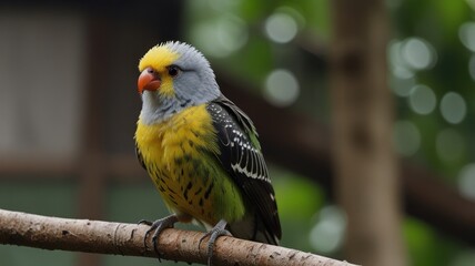 Yellow-faced parrot perched on branch.