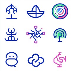 Collection of Nine Unique Abstract Line Art Icons