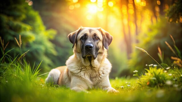 Majestic Kangal, Anatolian Shepherd, stands serene in long-exposure grass photography.