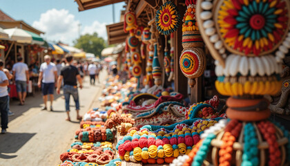 Colorful Traditional Handicrafts Display at European Market Street
