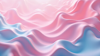 Obraz premium Abstract background with flowing silk waves in pastel pink and blue. Concept of softness, elegance, and beauty.