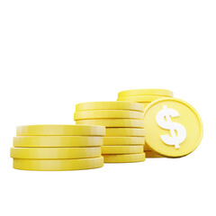 3d dollar coins, front view of triple stacked dollar coins