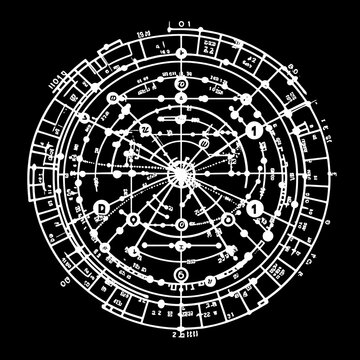 Complex Circular Diagram with Numerical and Symbolic Data