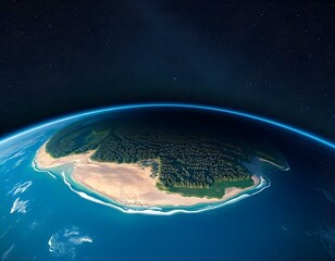 Obraz premium A view of the Earth from space, showing the planet's curved horizon and the night sky with stars in the background