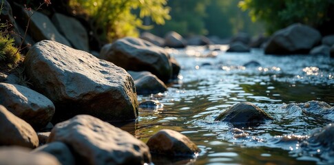 Weathered shale rocks worn smooth by river currents, weathering, riverbank, rugged