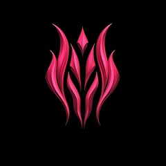 Crimson Flame Abstract Design, Elegant Floral Motif