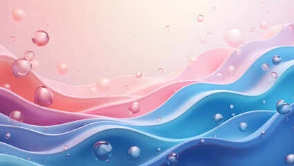 Abstract background with colorful waves and bubbles. Concept of fluidity, movement, and freshness.