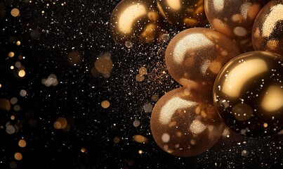 Golden Balloons and Confetti Celebration Banner with Text Space, Grand Festival Design