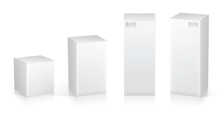 Set illustration of Super Realistic White Box Mockup Design isolated 