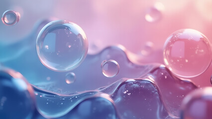 Abstract background with transparent bubbles. Concept of purity, cosmetic, and freshness.
