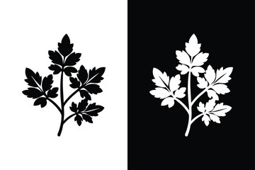 Parsley Leaf Silhouette. Artistic Illustrations on a White Background
