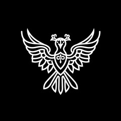 Elegant Ornate Bird Logo Design Winged Crest Symbol